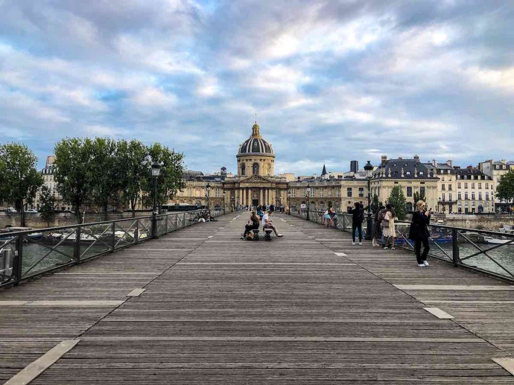 Pont des Arts bridge Paris with the Institut de France in the backdrop